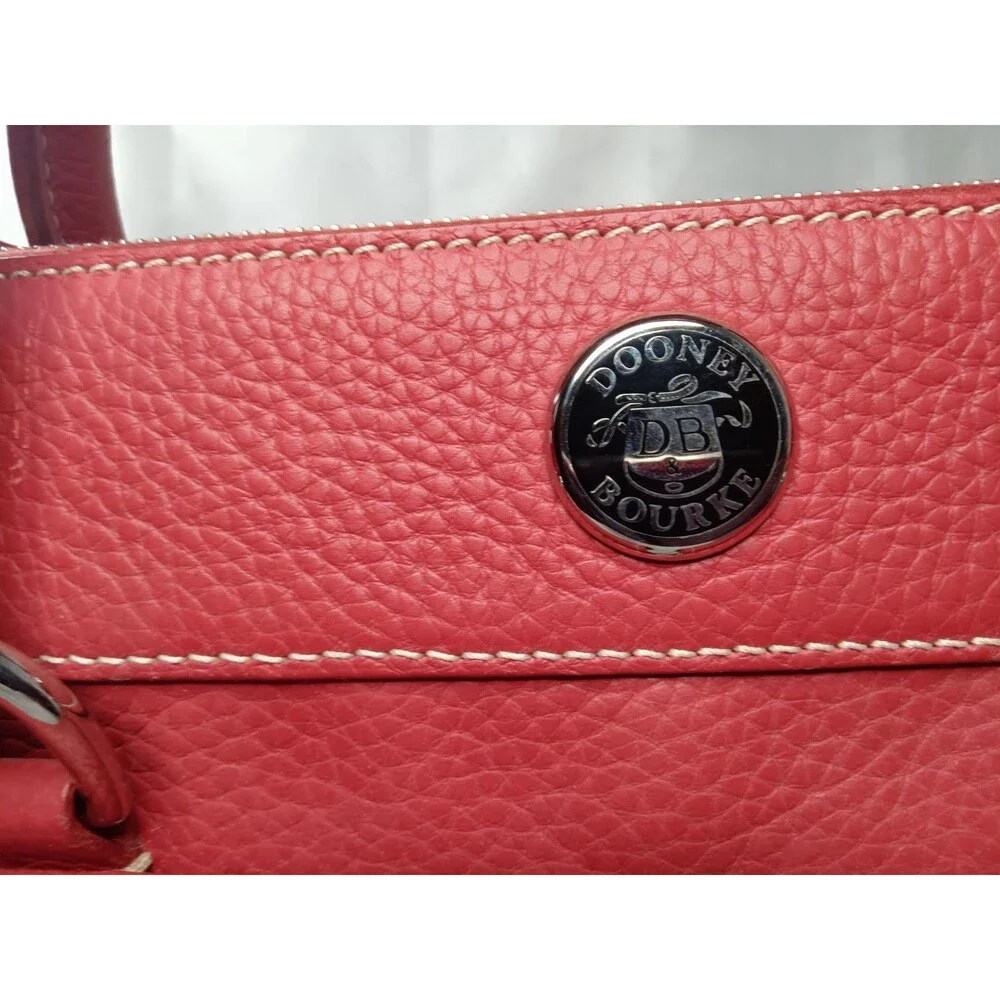 Dooney & Bourke Red Leather Double Pocket Tote Bag & Matching Pouch Retail $425